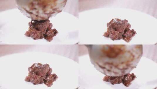 一块软烂的炖肉牛肉高清在线视频素材下载