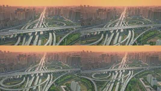 航拍城市空镜 立交桥 交通高清在线视频素材下载