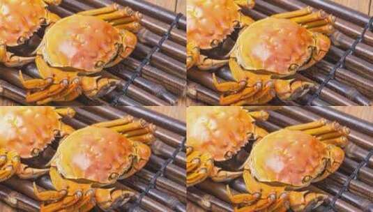 清蒸螃蟹美食4k视频滑轨平移高清在线视频素材下载