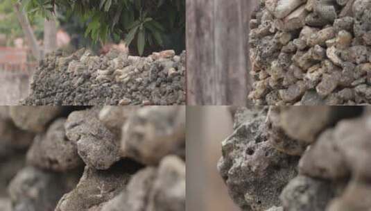 雷州乡镇石砖和石头特写高清在线视频素材下载