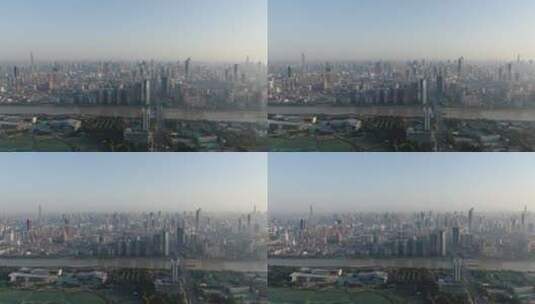 武汉城市清晨迷雾航拍高清在线视频素材下载