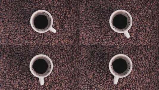 在咖啡豆上加一杯咖啡高清在线视频素材下载