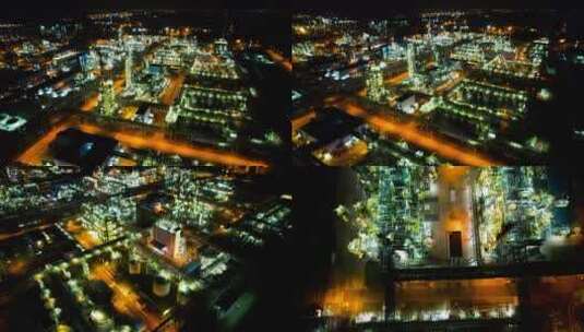 化工厂夜景航拍合集高清在线视频素材下载