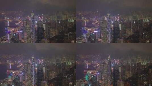 多云之夜的香港城市景观高清在线视频素材下载