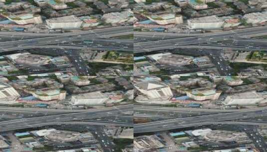 城市航拍俯拍城市拥堵交通高清在线视频素材下载