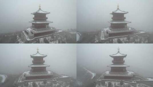 太原太山龙泉寺雪景高清在线视频素材下载
