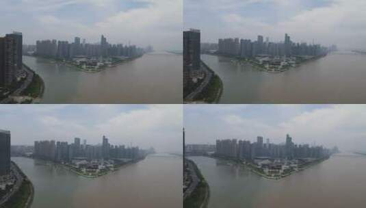 城市航拍湖南湘江高楼建筑高清在线视频素材下载