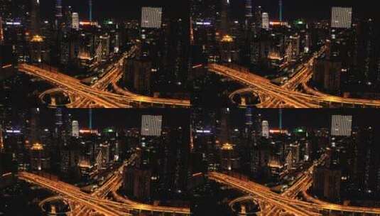 立交桥夜景航拍高清在线视频素材下载