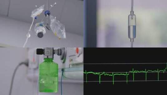 医院输液打点滴心电图抢救高清在线视频素材下载
