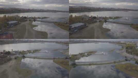 俄罗斯西伯利亚森林城市湖泊高清在线视频素材下载