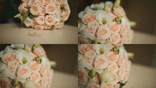 婚礼鲜花花束结婚戒指高清在线视频素材下载