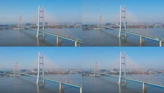 九江市长江二桥航拍延时视频高清在线视频素材下载