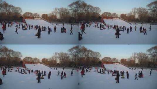 冬天游乐场滑雪高清在线视频素材下载