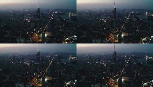 江苏省南京市夜景城市风光航拍高清在线视频素材下载