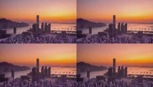 香港环球贸易广场航拍延时高清在线视频素材下载
