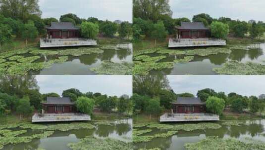 航拍夏季的中山陵燕雀湖高清在线视频素材下载