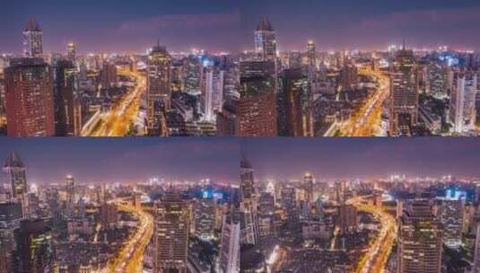 4K上海延安路高架交通车流夜景高清在线视频素材下载