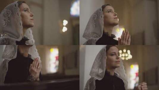 女人祈祷特写肖像高清在线视频素材下载