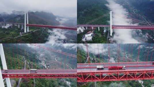 4k航拍基建桥梁坝陵河大桥高清在线视频素材下载