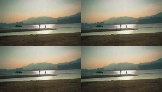 江边日落沙滩高清在线视频素材下载