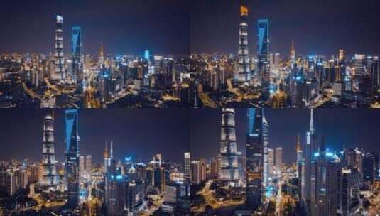 上海三件套夜景高清在线视频素材下载