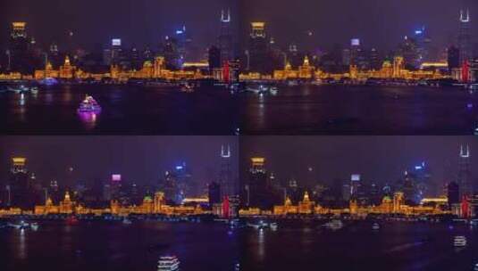 上海河上的照明渡轮高清在线视频素材下载
