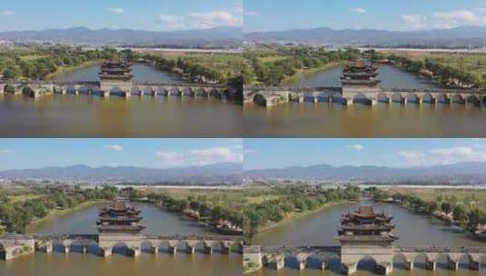 云南建水双龙桥航拍4K视频高清在线视频素材下载