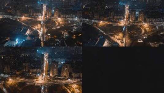 重庆大石路立交夜景航拍延时4高清在线视频素材下载