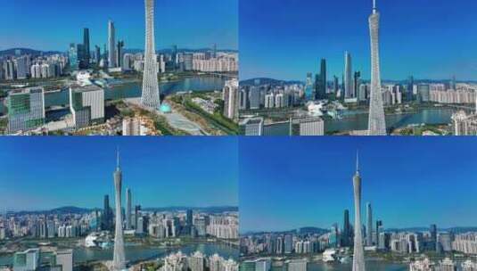 视频合集广州塔2022年最新航拍多镜头高清在线视频素材下载