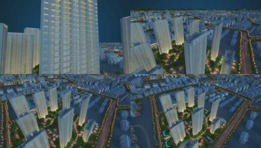 科技感城市夜景三维镜头高清在线视频素材下载