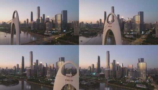 广州珠江新城猎德桥航拍高清在线视频素材下载