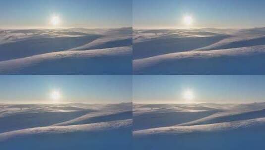 航拍呼伦贝尔草原雪景日落高清在线视频素材下载