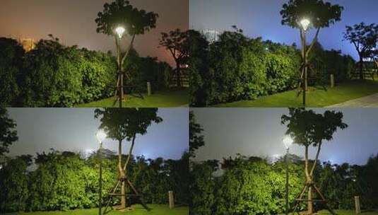 夜晚公园路灯高清在线视频素材下载
