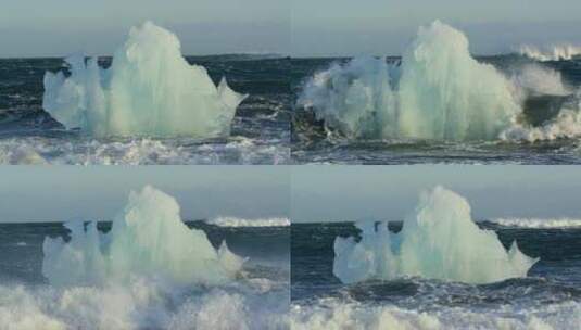 海洋边透明的碎冰高清在线视频素材下载