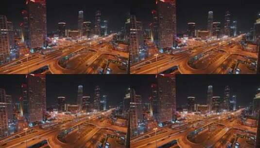 北京国贸CBD立交车流夜景高清在线视频素材下载