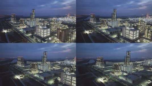 石油炼化工厂航拍夜景高清在线视频素材下载