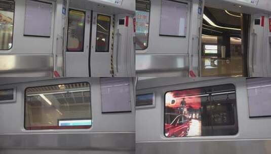 4K地铁内实拍到站停车与起动高清在线视频素材下载