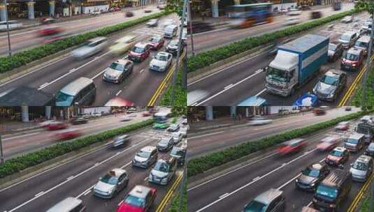 香港城市交通车水马龙道路车流延时高清在线视频素材下载