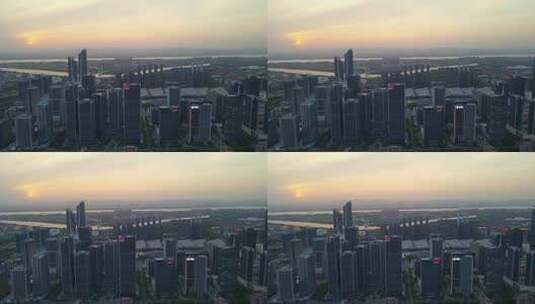 4k 航拍南京CBD滨江畔房地产背景高清在线视频素材下载