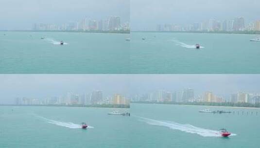 海面的快艇高速航行高清在线视频素材下载