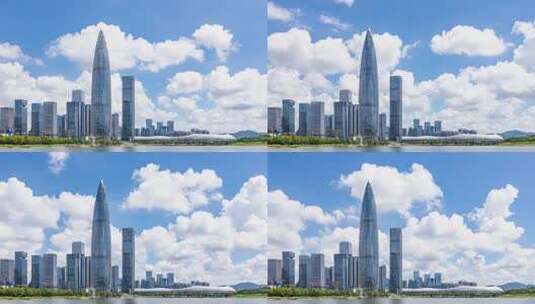 4K蓝天白云深圳城市宣传片-中国华润大厦高清在线视频素材下载