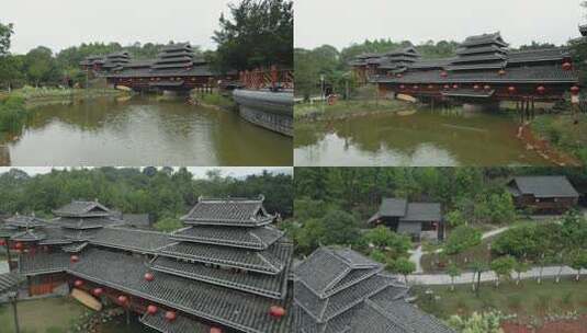 风雨桥建筑高清在线视频素材下载