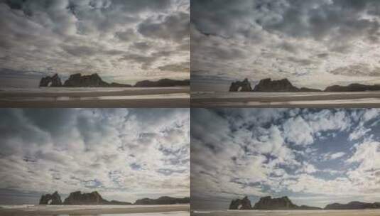 海滩和云彩延时拍摄高清在线视频素材下载