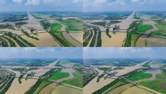 淮安京杭大运河苏北灌溉总渠延时高清在线视频素材下载