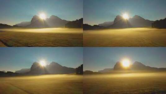 日出时候的山谷风景高清在线视频素材下载