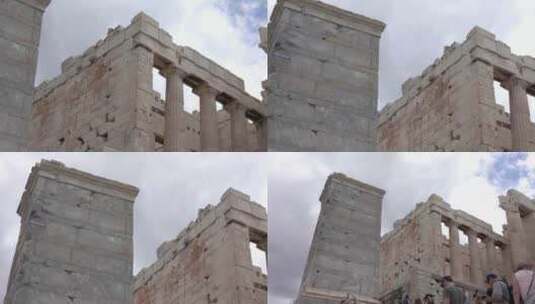 仰看希腊帕特农神庙建筑古迹高清在线视频素材下载