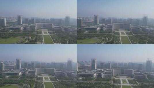 航拍山东济宁新城地标建筑高清在线视频素材下载