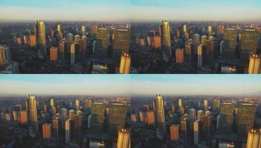 朝阳下的成都城市景观航拍风景高清在线视频素材下载