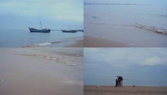 海滩船只沙滩贝壳高清在线视频素材下载