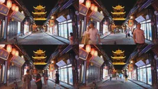 四川阆中古城繁华的古建筑与街道人流延时高清在线视频素材下载